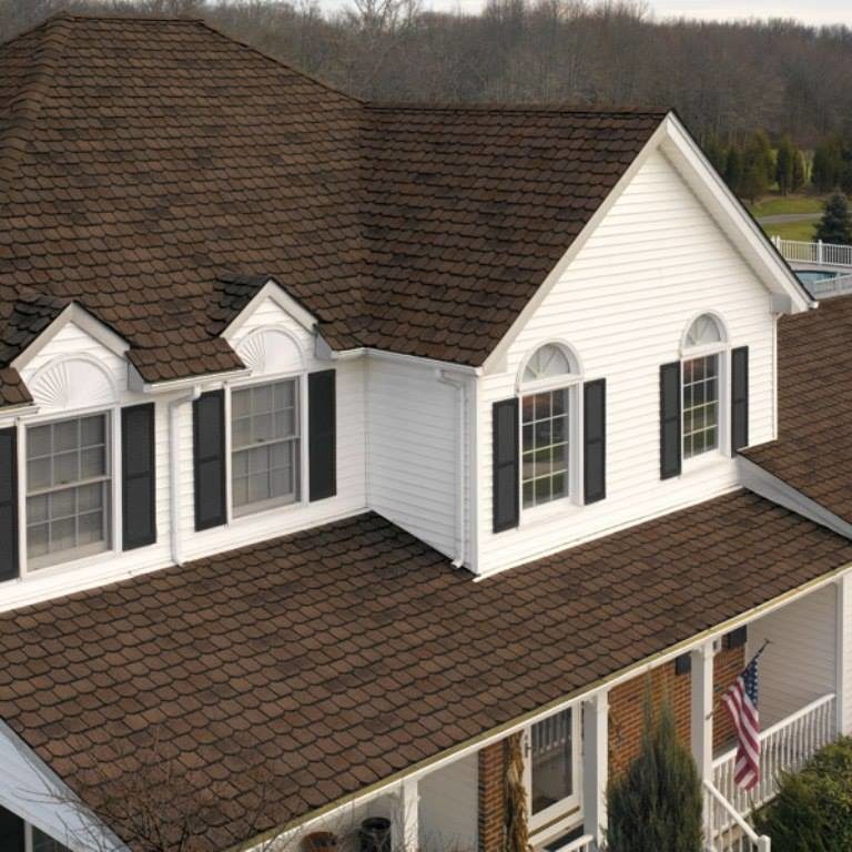Brown shingled house